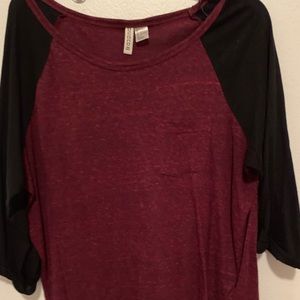 Maroon and Black Baseball Shirt